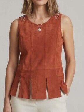 Lamarque Rust Leather Grommet Tank Top